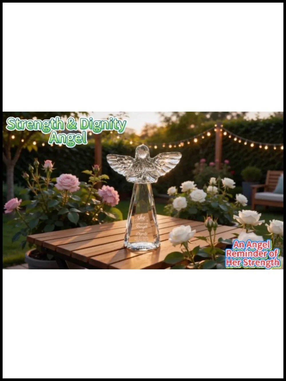 K9 Crystal Angel Figurine 6" Engraved Proverbs 31:25 Christian Gift_3